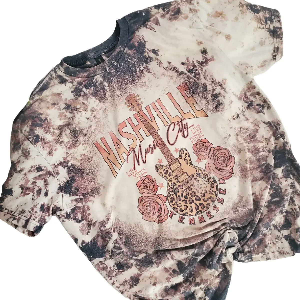 Nashville Unisex Sublimation Bleach Tee - Comfortable and Breathable Womenswear Tshirt Crewneck Everyday Fit Top