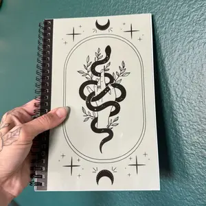 Sage Green Witchy handmade 5.5”x8.5” wire bound notebook