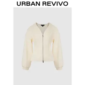 URBAN REVIVO Zip Up Front Jackets UWJ150067 Casual Outfit 2025 Women Clothing Girl Elegant Fashion Trendy and Versatile OOTD Lightweight Puffer Coat Long Sleeve Womenswear