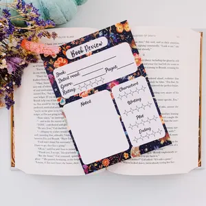Floral Book Review Notepad - 50 Pages,Easy Tear-Off Pages