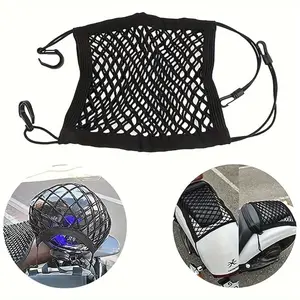 Car Cargo Net Elastic Double Layer Motorcycle Net for Helmet Storage Net with Hooks Luggage Net Car Rear Seat Storage Net