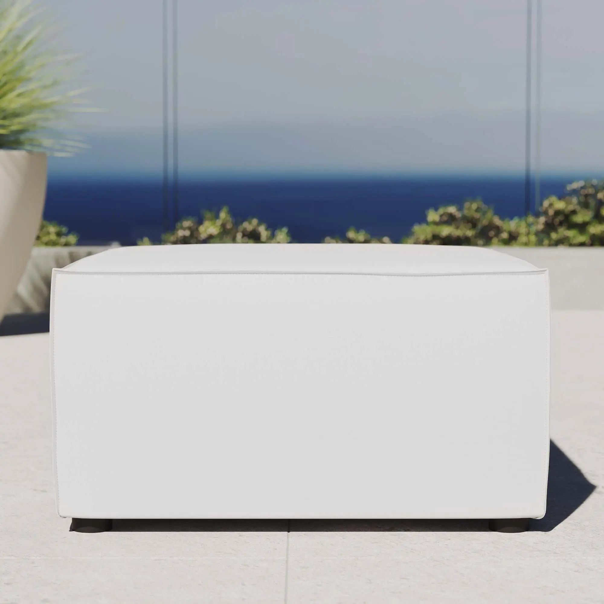 Modway Saybrook Outdoor Patio Upholstered Sectional Sofa Ottoman in White