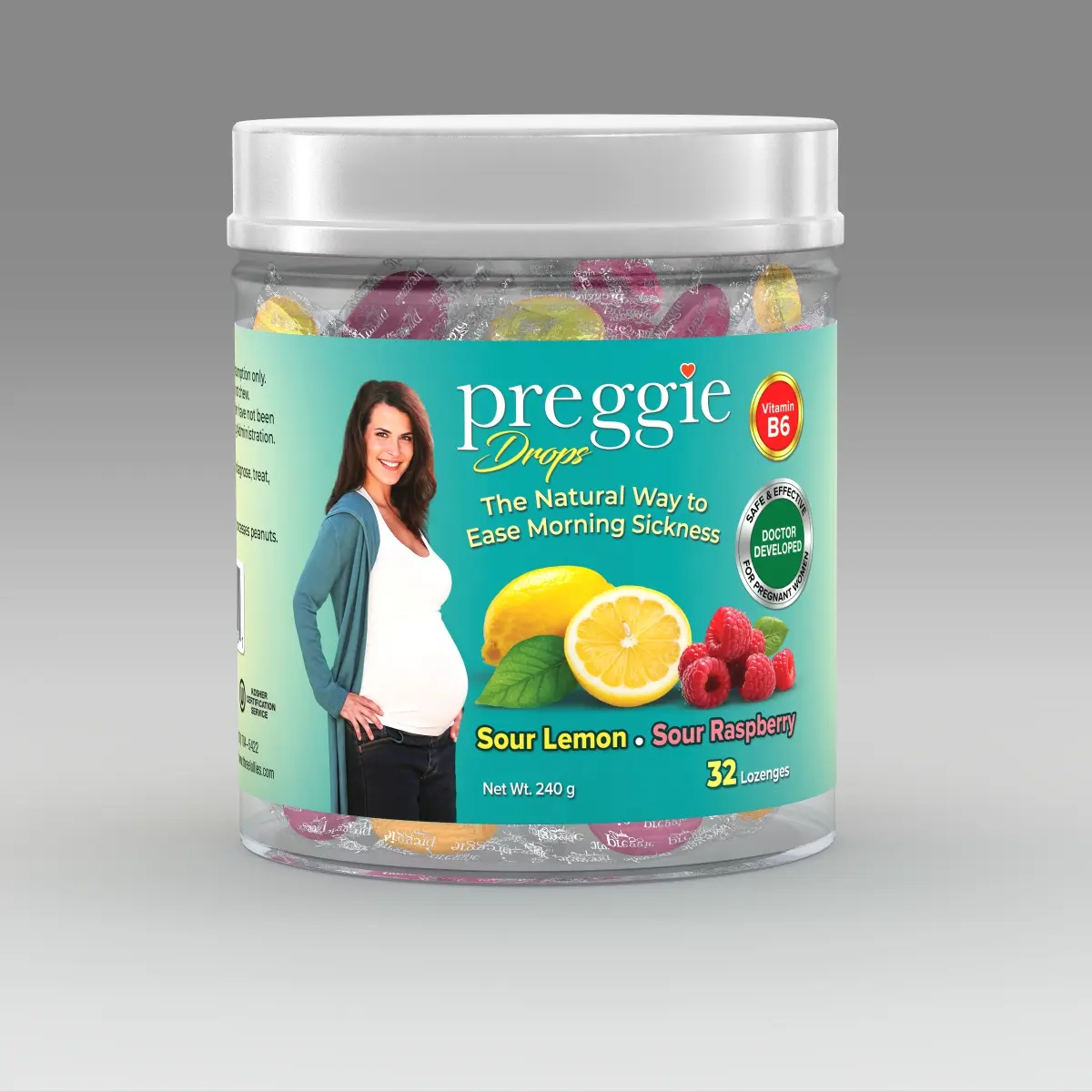 Preggie Drops with Essential Oils, Natural Fruit Extracts & Vitamin B6, Natural Sour Drops Variety Pack (32 Count)