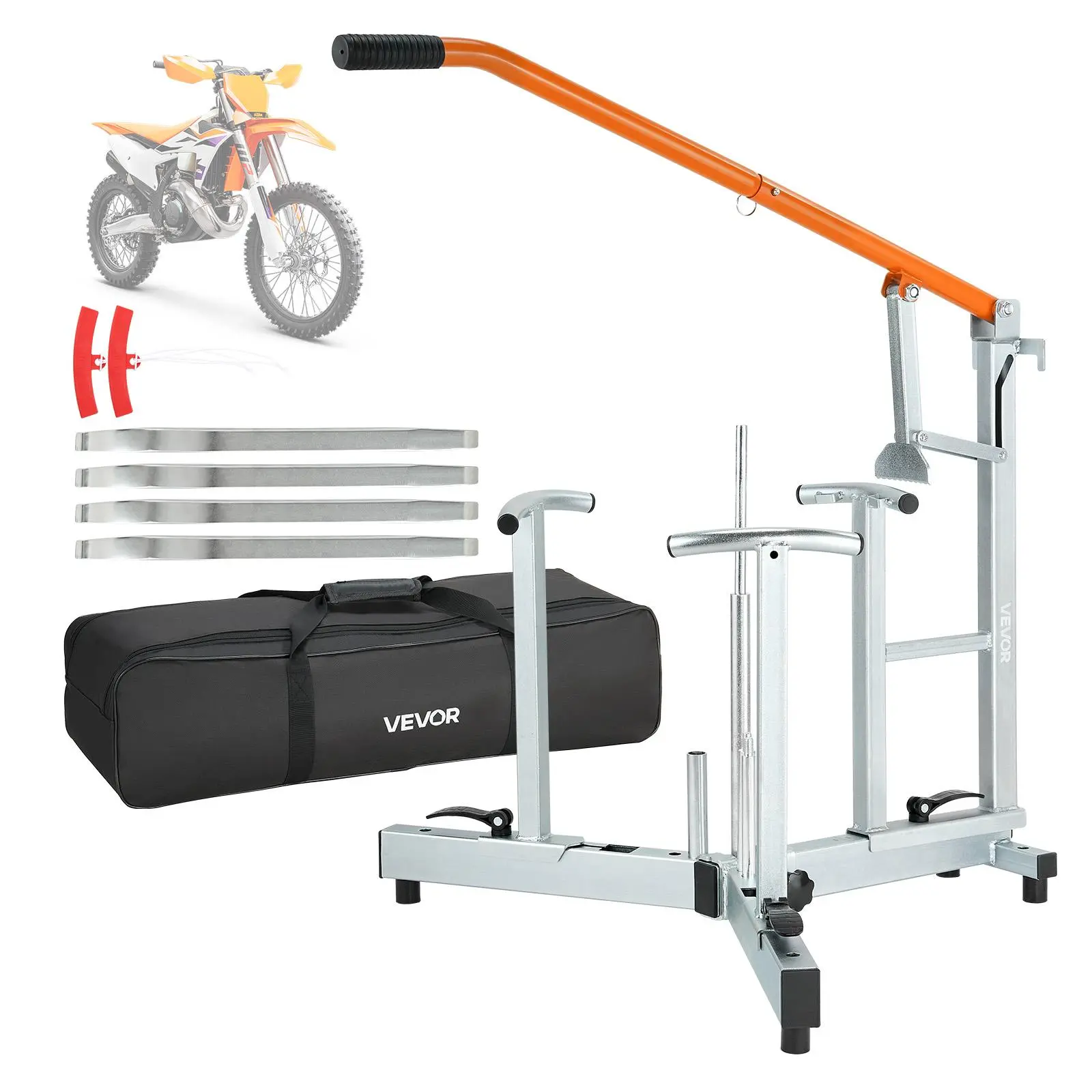 【Summerfinds】VEVOR Dirt Bike and Dual Sport Tire Changer, Fits for 16"-21" Wheels, 15/17/20/25 mm Axles, Heavy Duty Dirt Bike Tire Changing Tool Kit with Bead Breaker, Irons, Protective Sleeves, and Storage Bag, Garage Organization, Accessories, Bike
