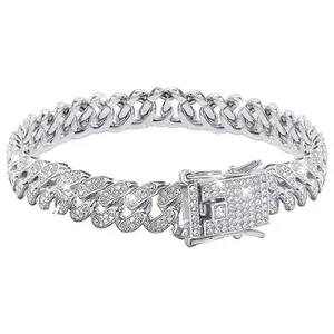 Cuban Bracelet Cuban Link Chain Miami Cuban Bracelet Gold Silver Rhinestone Chain Iced Out Hip Hop Jewelry Trendy Fashionable Accessories Trendy Jewellery Accessories