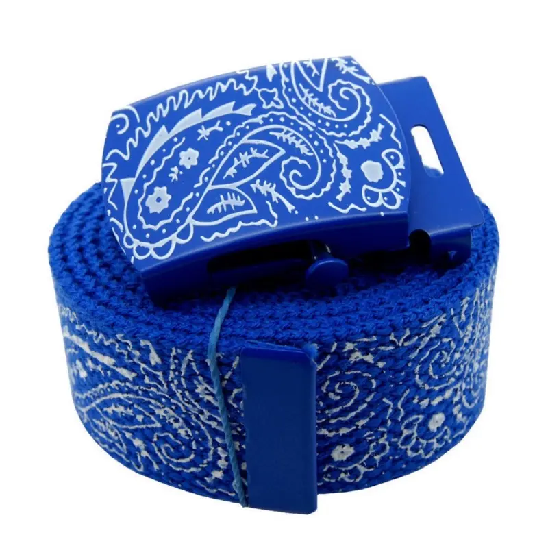 Canvas Military Bandana Pattern Flip Top Web Belt & Buckle 48", 54", 60", 72 Inches with Black and White Design