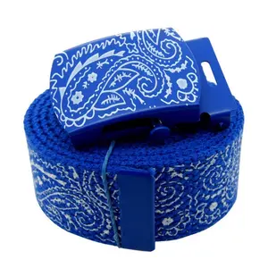 Canvas Military Bandana Pattern Flip Top Web Belt & Buckle 48", 54", 60", 72 Inches with Black and White Design