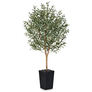VeriNatural 5/6FT Natural Trunk Artificial Olive Tree UV Resistant with Taper Planter for Indoor & Outdoor(VN133)