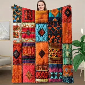 Vibrant Bohemian Patchwork Blanket, Colorful Ethnic Style Throw for Home Decor, Home Decorations, Sofa Bed Office Car Camping Travel Gift