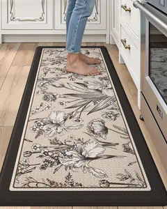 LUMI Anti Fatigue Kitchen Cushioned Mat for Floor, Padded Waterproof Runner for Standing, Stain Resistant Comfort Rugs for Home, Sink, Laundry Floral Area Rug