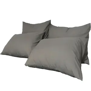 Pillowcases 4 Pack - Grey  - Ultra Soft 1800 Thread Count Microfiber- Double Brushed -  Free - Wrinkle Resistant Pillowcase