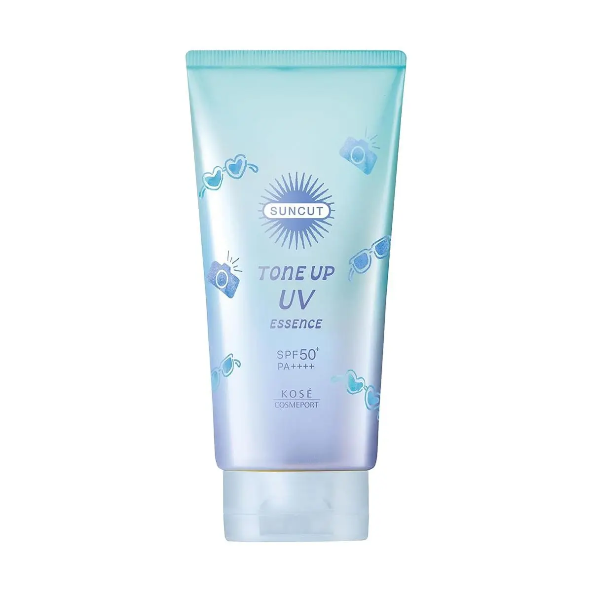 KOSE SUNCUT UV Essence SPF50+ PA++++ Snow White Blue 80g -  Sunscreen for Radiant Skin, Waterproof Formula