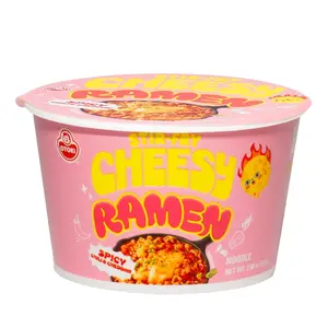 Cheesy Stir-Fry Ramen (Bowl) – Spicy Chili & Cheddar Flavor | Bold, Creamy & Cheesy Korean Instant Noodles | 3.88 oz (Pack of 6)