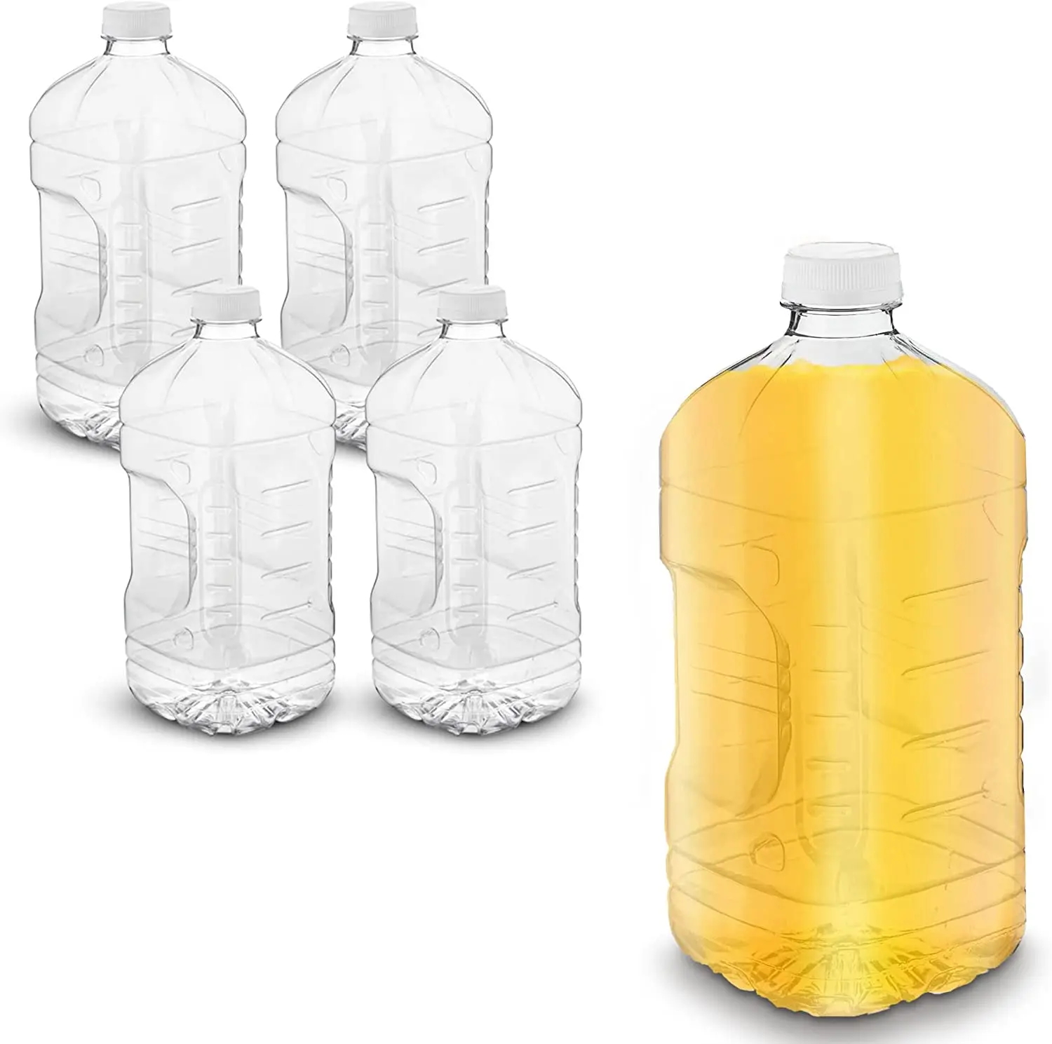 MT Products Portable PET Plastic Water & Juice Bottles, 64 oz Drink Containers with Tamper-Evident Caps, Water Bottles
