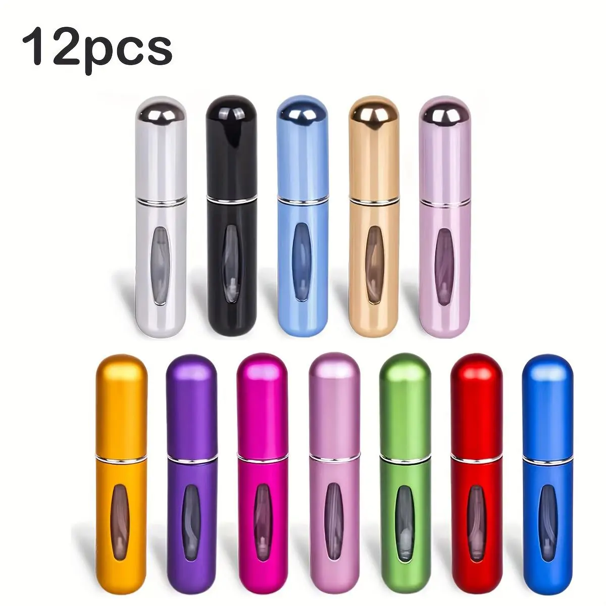 Portable Lightweight Mini Refillable Perfume Bottle, Elegant Bottle, 12-Piece Set of 5 mL Spray Bottles, Pump Bottles Set, Travel Perfume Atomizer for Daily Use, Container Set