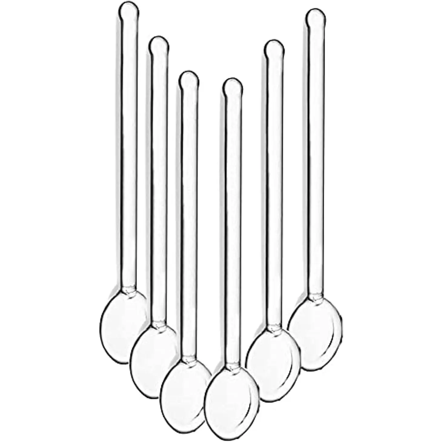 4.33 Inches Glass Mini Espresso Coffee Spoons Small Stirring Mixing Spoons for Tea, Set of 6 Clear