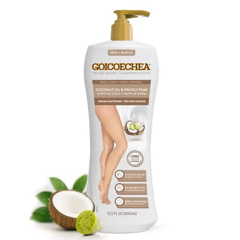 Goicoechea Intense Nourishment Body Lotion with Coconut Oil & Prickly Pear | Womens Lotion for Dry Skin, Body Cream and Moisturizer for Dry Skin, Varicose Veins Cream for Legs, 13.5 fl oz, 1-Pack