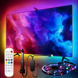 Rgbic Dynamic Color Changing LED TV Backlight Strip, Ar Color Sensor, USB Powered, Music Sync, Suitable for Gaming Room/bedroom/living Room, Ambient Atmosphere Lights