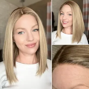 W903 Mckenna Premium Human Hair Silk Top Wig 16-17”