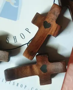 Black Walnut Wood Thumb Prayer Cross