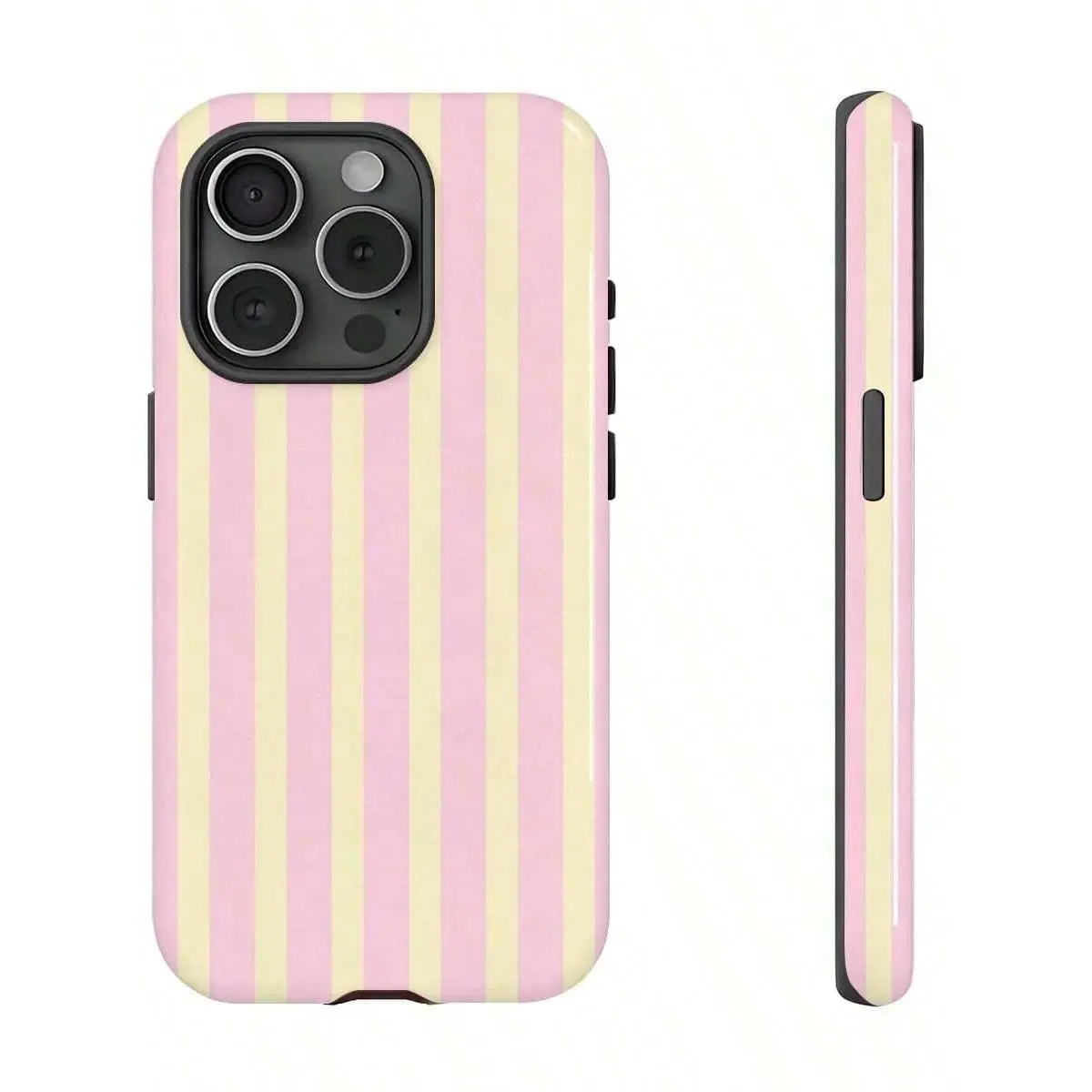 Pink and Light Yellow Vertical Stripes Two-In-One Texture Phone Case Suitable for,phone Case Suitable for Iphone 11121314151617 Pro Promax Plus