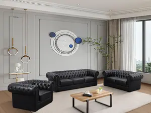 Name 94.5" Black Cow Top Genuine Leather 3-Piece Living Room Sofa Set Premium Oversized Sturdy Construction Classic Black Finish