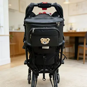 Cute Little Bear Stroller Storage Bag, Large Capacity Multi-Pocket Stroller Accessory, Convenient Baby Gear Organizer, Traveling Stroller Gear