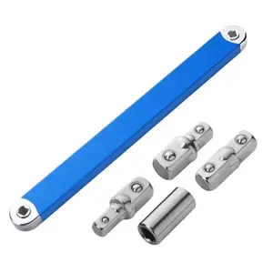 Upgraded Impact Ready Offset Extension Wrench,Tight Reach Extension Wrench Set with Versatile 1/2" 1/4" and 3/8" Square Drive Adapters Universal Extensions Wrench for Small Place Reach Fasteners Heavy Duty Tool