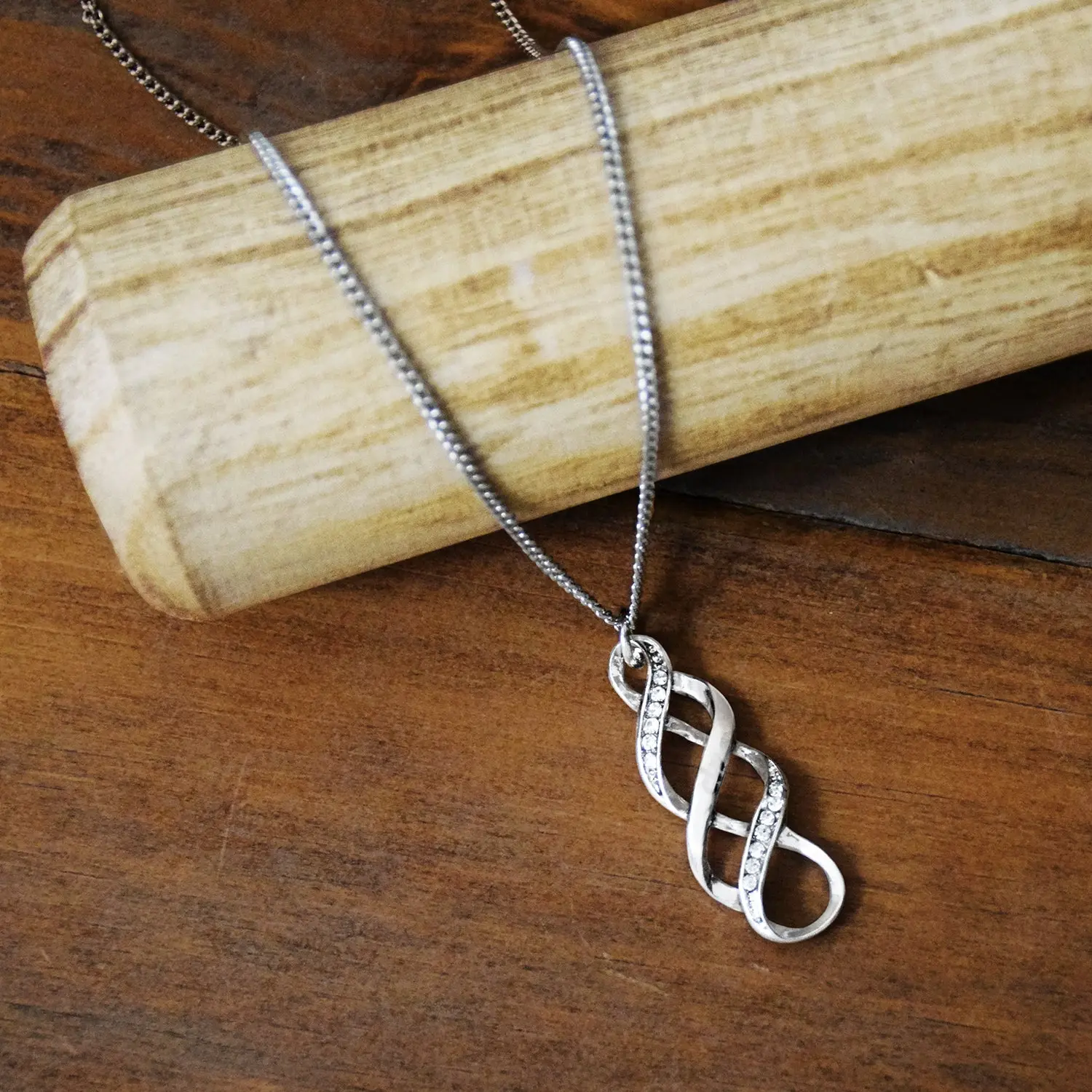 Joy In the Journey Necklace - Silver Finish with clear stones