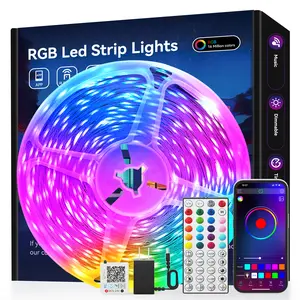 Smart RGB LED Strip Lights with App and Remote Control, Music Sync Color Changing Light Strips for Bedroom Kitchen Party Home Decor