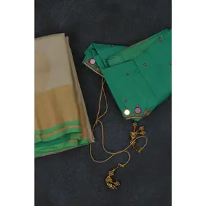 Pure Kanjivaram Soft Silk Saree with Butta Concept and Fully Stitched Blouse