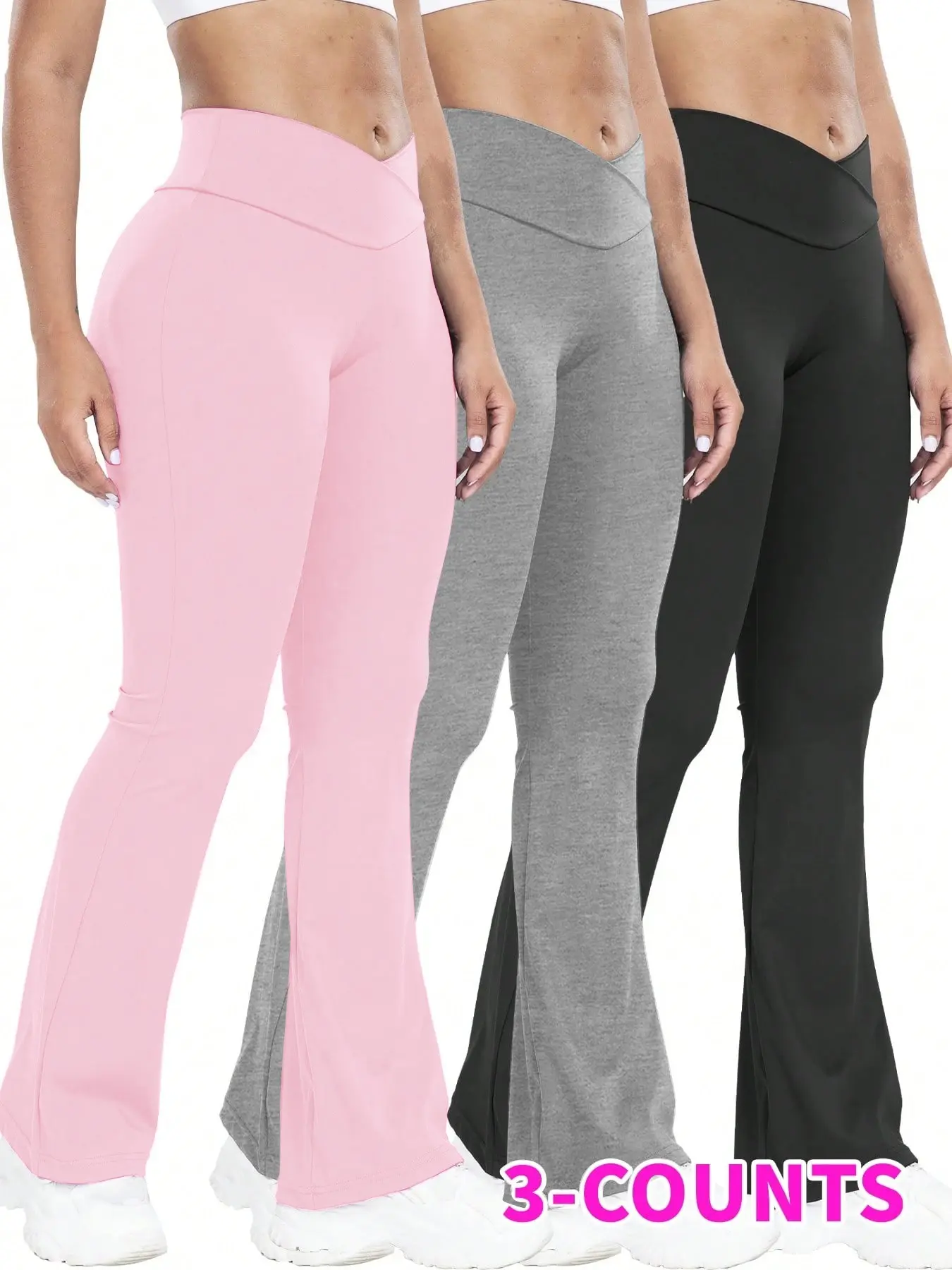 Women's High-Waisted Cross Waist Yoga Pants, Stretchy Flare Leggings, Gym Sportswear Bottoms, All-Season Knit Fabric, Abdominal Control & Hip Lift Design, Lightweight, Ideal for Gym Workouts, Casual Wear, Sports, Activewear for Fitness