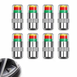 4/8Pcs 2.2Bar 32-to-35 PSI Car Tire Pressure Monitor Valve Stem Caps Sensor Indicator Easy to Read 3 Color Eye Alert