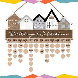 Family Reminder Calendar Board (15.7"x4.7), Personalized Tree Reminder Board, Wooden Birthday Plaque, DIY Gift for Mother Grandma, Home Decor Ornaments