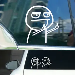 Funny Middle Finger Troll Face Meme 5PCS Stickers for Bumper Art Kid Decorations Cartoon Wall Anime Cute Car Home Luggage