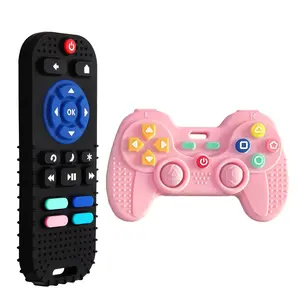 2 Pack Silicone Funny Remote Teether for Babies 0-12 Months - BPA-Free, Eco-Friendly, Lightweight, Hand Wash Only - Cute Baby Shower Gift for Boys/Girls (Pink/Black)