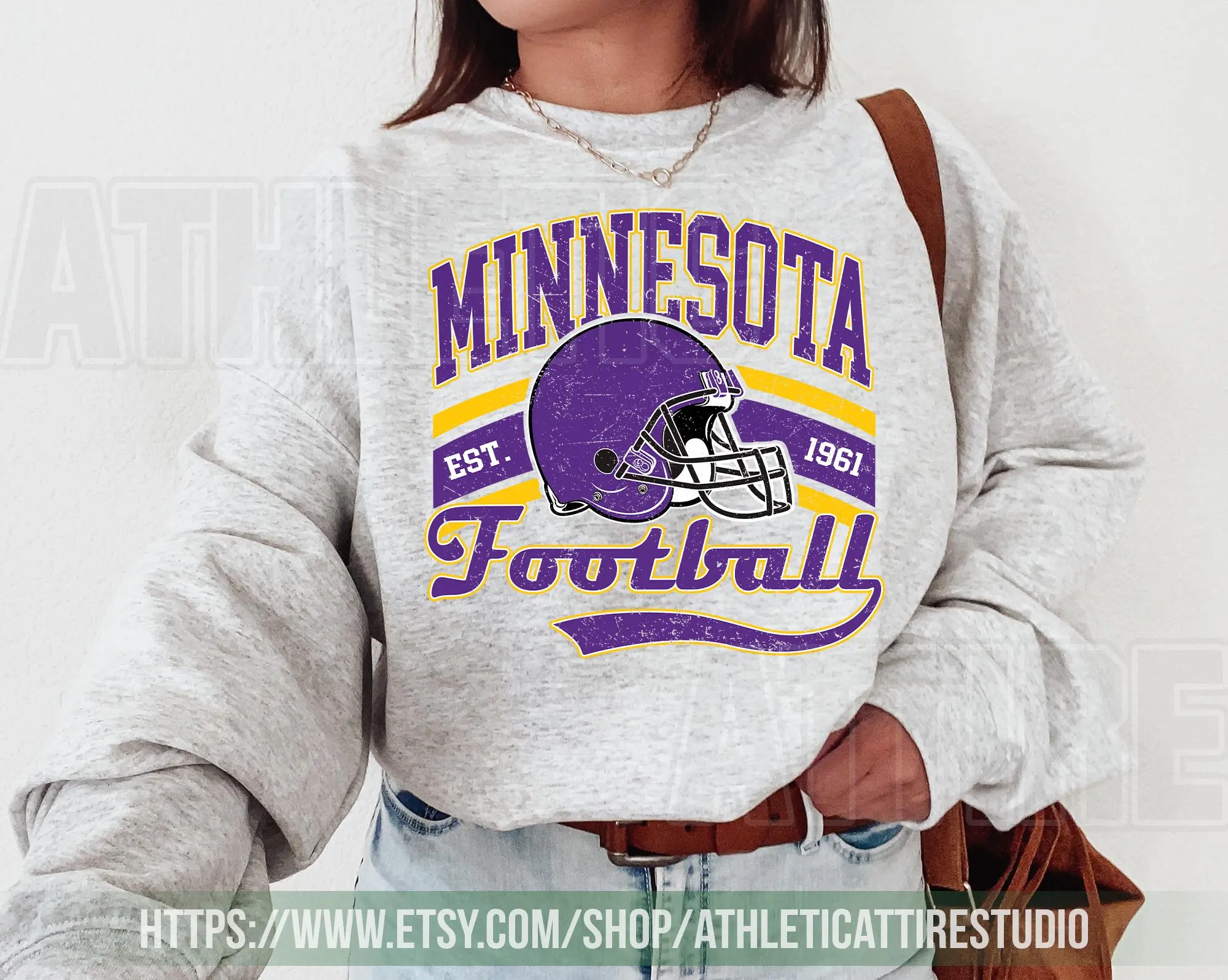 [Sale Up To 50%] Minnesota Football Sweatshirt, The Vikes Sweatshirt, Vintage Minnesota Crewneck, Viking Sweatshirt, Minnesota Fan Gift, Gift For Fan, Trendy USA Cotton Fabric
