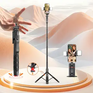 Desktop Tracking Cloud Base Ai Facial Recognition Gesture Control, 360° Adjustable Mini Lazy Phone Stand with Light & Tripod