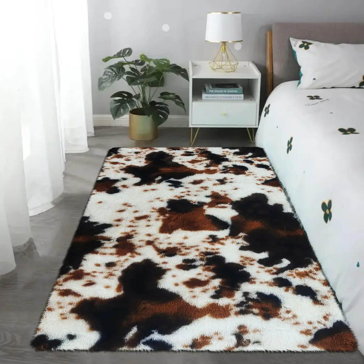 Cow Print Rug, 1 Count Non-slip Soft Floor Mat, Decorative Carpet for Home Living Room Bedroom Study Room, Home Decor, Bedroom Carpet