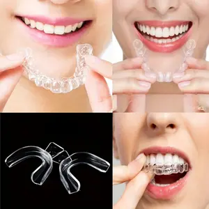 2pcs Universal Sports Protective Braces - Transparent White, Silicone, Odorless, for Male & Female Night Guard Teeth Mouthpiece Nightguards
