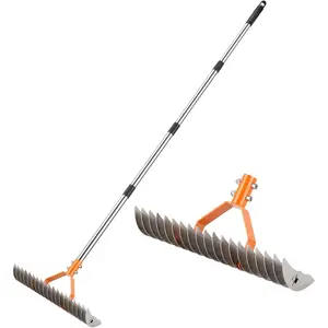 62" Adjustable Thatch Rake - 19-Tine Lawn Dethatcher with Nickel Steel Tines, Heavy Duty  Handle for Spring Lawn Care, Soil Aeration & Yard Cleanup&Turf Renovation ()
