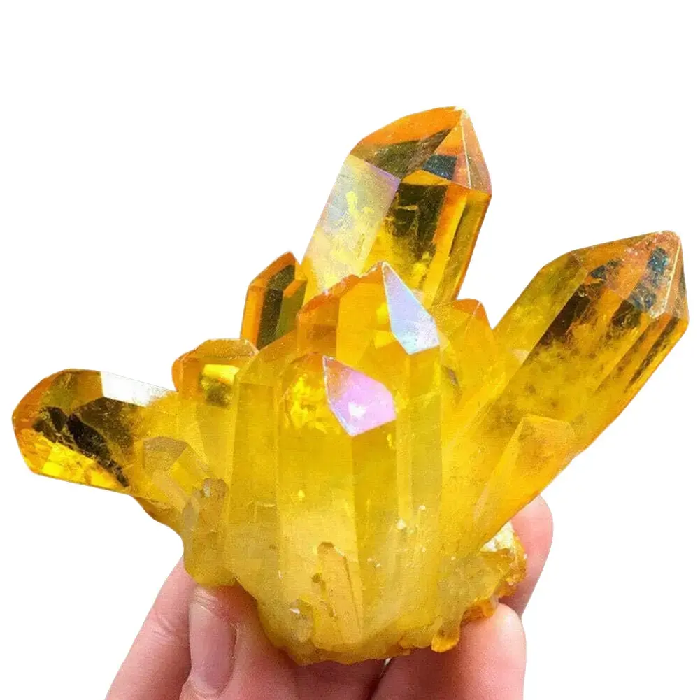 Natural Citrine Crystal Cluster Mineral Rock Specimens, Healing Meditation Reiki Cluster, Home Office Table Decor Ornament, Christmas gift, collection
