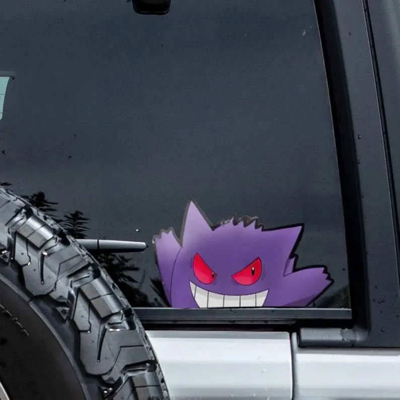 Gengar Vinyl Sticker, Poke Car Decal - Cute Waterproof Poke Vinyl Stickers, Decal for Laptop, Water Bottle, Car, Gamer Gift Car Vehicle Decoration