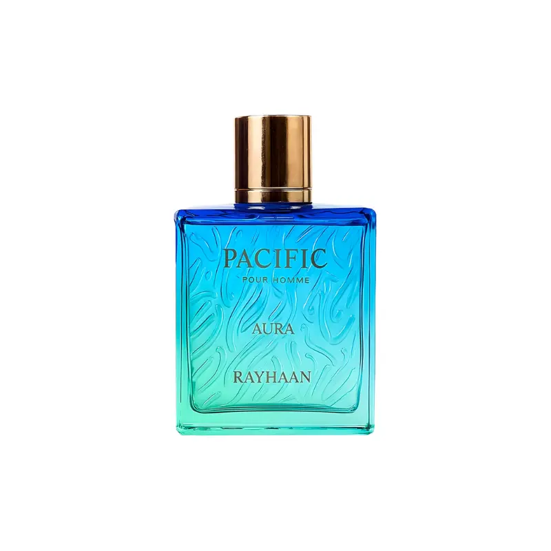 Rayhaan Pacific Aura Eau de Parfum for Men, Long-Lasting Woody Fragrance with Aquatic, Zesty Citrus, and Musk Notes, 3.4 oz, Single Item, Non Toxic, Adults, Bottle, Amber, Ocean Freshness, And Geraniol, Men's Fragrance, Edp, Lemon, 3 To 3.9 Fl Oz, Edp Col