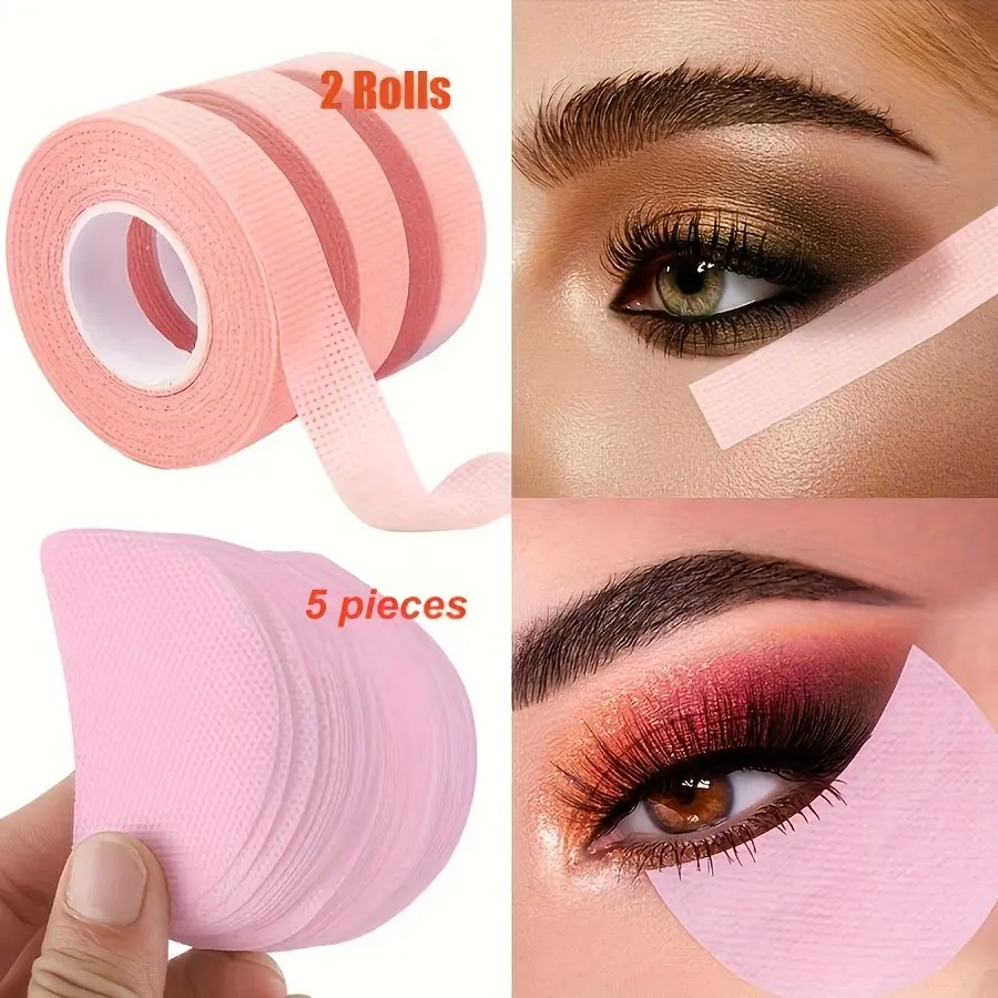 12-Piece Eye Shadow Tape Set, Includes 2 Rolls and 10 Stickers, Non-Woven Makeup Protection Film, Ideal for Eyeshadow, Eyeliner, Mascara, Lipstick, Cosmetic, Makeup Accessories