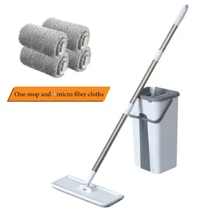 Bepatio 1pc Hand Wash Flat Mop, Easy Elution Separation, Easy Whole House Cleaning, Magic Home Cleaning 360° Spin Mop with Bucket Set, Plastic Material, No Electricity Required