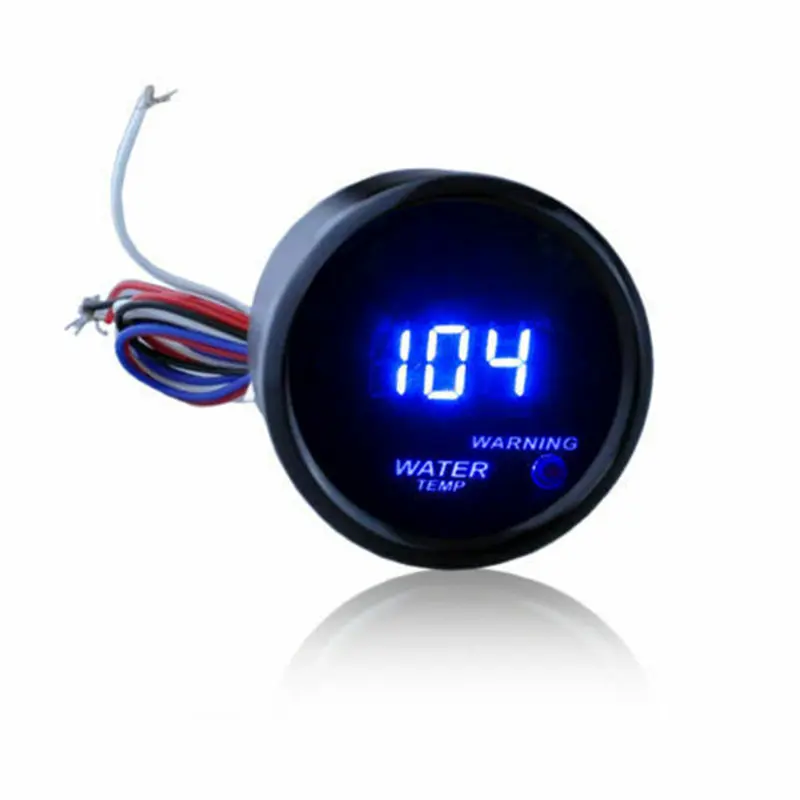 AFA Motors 2 Inch (52 mm Diameter) Blue Digital LED Car Temperature Gauge, Smoked Lens, High Precision Durable Aluminum, 12V 104-245°F Water Temp Monitor, Easy Installation with 1 Sensor, 2 Inch Gauge, 1 X Sensor