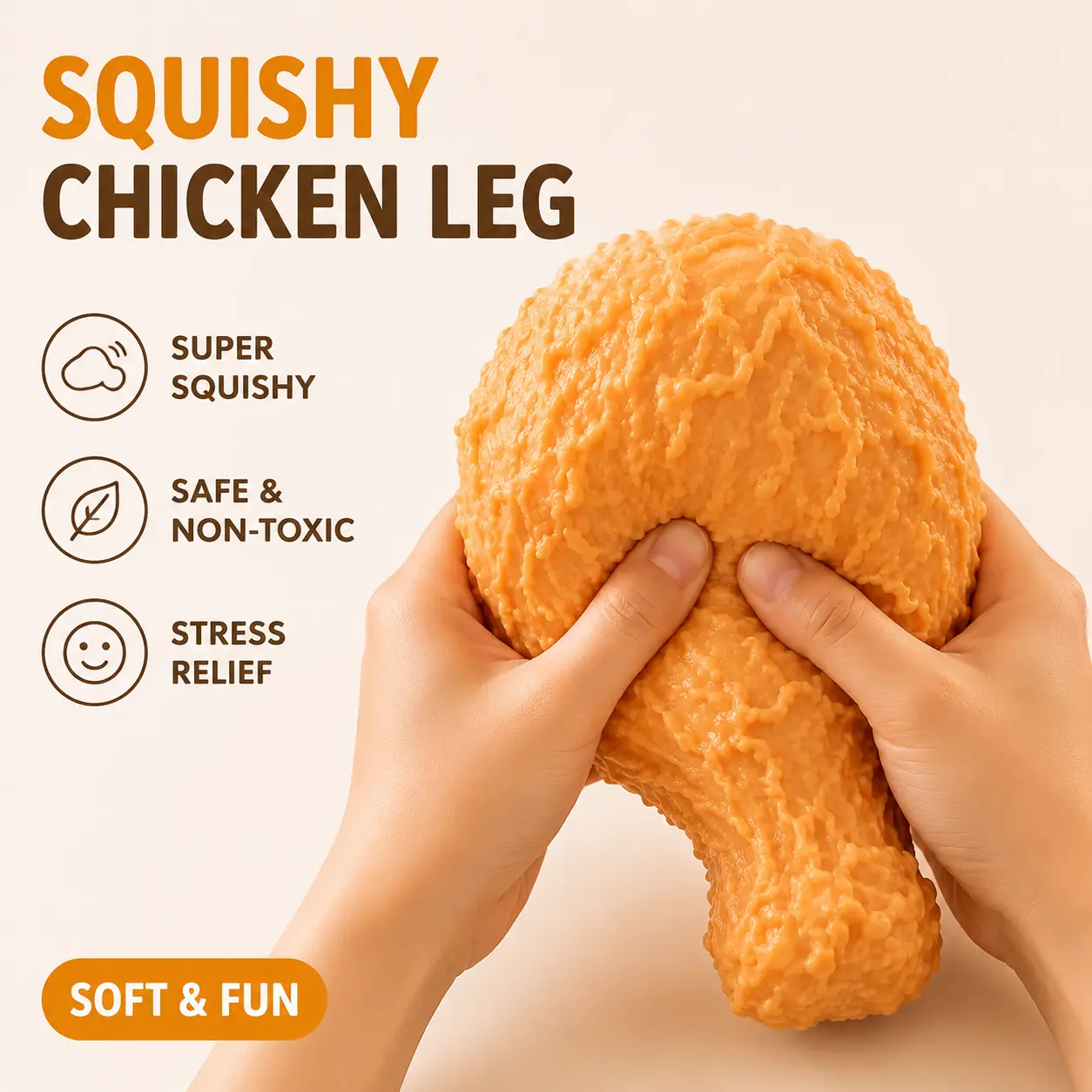 Jumbo Realistic Chicken Leg Squishy Toy, Slow Rising Sensory Squeeze Toy, Stress Relief Fidget Desk Toy, Funny Party Favor & Novelty Gift Toy, 1 Pack