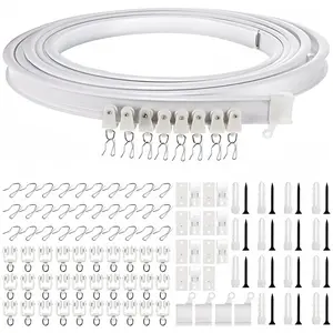 Flexible Curtain Track Kit, 5m Ceiling Mounted Curtain Rail with Accessories, Easy To Install Curtain Rail System for Home and Hospital Use, Curtain Rod Bracket