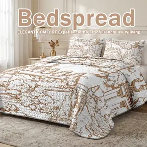 Summer Bedspread, Lightweight Quilt Cover ( Comfort), French Country Style, Animal & Tree Patterns, Vintage Soft Quilting, Twin Size, Polyester Quilted Bedspreads